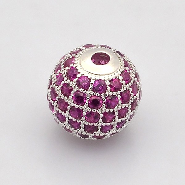 

PandaHall CZ Brass Micro Pave Grade AAA Magenta Color Cubic Zirconia Round Beads, Cadmium Free & Nickel Free & Lead Free, Platinum, 8mm..., Pink