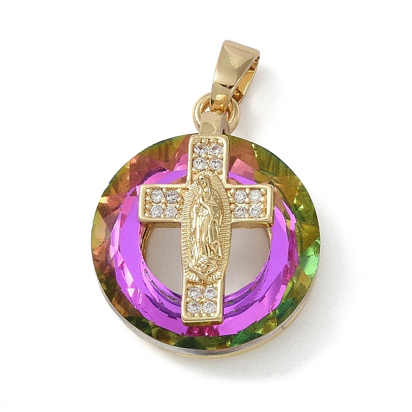 

PandaHall Brass Micro Pave Cubic Zirconia with Glass Pendents, Long-Lasting Plated, Cross, Violet, 25x20x10mm, Hole: 6x3mm Brass+Cubic..., Purple