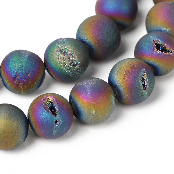 

PandaHall Electroplate Natural Agate Round Bead Strands, Grade A, Rainbow Plated, 12mm, Hole: 1mm, about 32pcs/strand, 15.3 inch Druzy Agate...