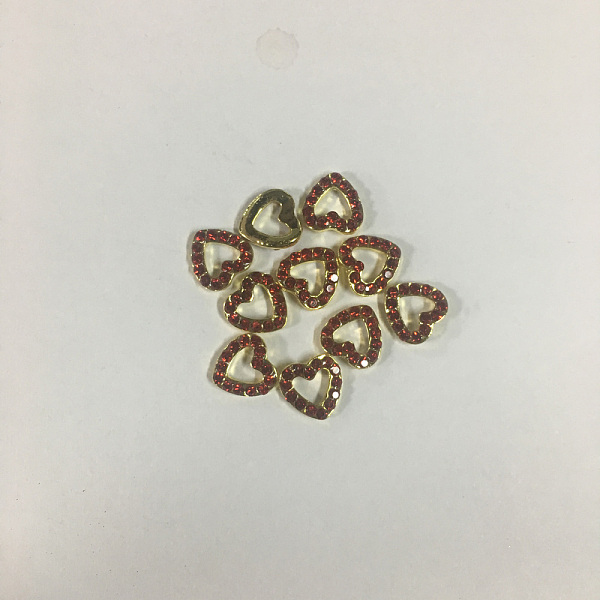 

PandaHall Alloy Rhinestone Cabochons, Nail Art Decoration Accessories, Cadmium Free & Lead Free, Heart, Golden, Light Siam, 8x8x2.5mm..., Red