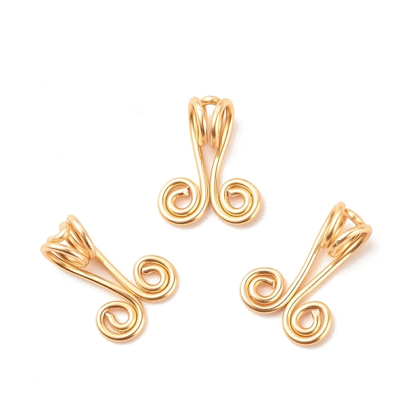 

PandaHall Copper Wire Ornament Hook Hangers, Golden, 15x11x5mm, Hole: 3.5mm Brass