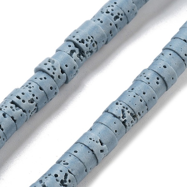 Brins de perles teintes en pierre de lave naturelle