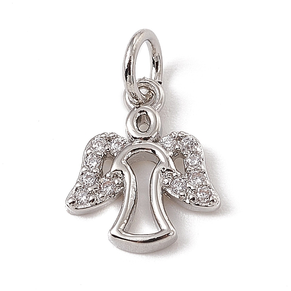

PandaHall Brass Micro Pave Cubic Zirconia Charms, with Jump Rings, Angel Charms, Platinum, 12x10x1.5mm, Hole: 3.4mm Brass+Cubic Zirconia..., Clear