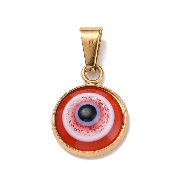 

PandaHall Vacuum Plating Handmade Resin Pendants, with Golden Plated 304 Stainless Steel Findings, Evil Eye, Red, 17x14x4.5mm, Hole: 3.5x7mm...
