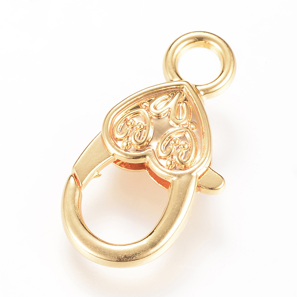 

PandaHall Alloy Lobster Claw Clasps, Golden, 27x14x6mm, Hole: 4mm Alloy Heart