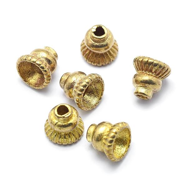 PandaHall Brass Bead Cones, Lead Free & Cadmium Free & Nickel Free, Apetalous, Raw(Unplated), 6x6.5mm, Hole: 1.5mm Brass
