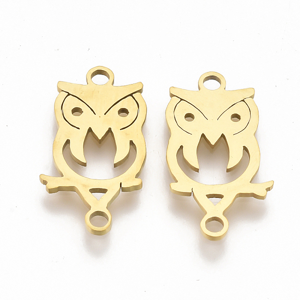 

PandaHall 201 Stainless Steel Links connectors, Laser Cut Links, Owl, Golden, 20x11x1mm, Hole: 1.8mm 201 Stainless Steel Owl