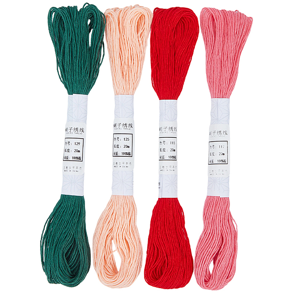 4 Skeins 4 Colors 6Ply Cotton Embroidery Floss