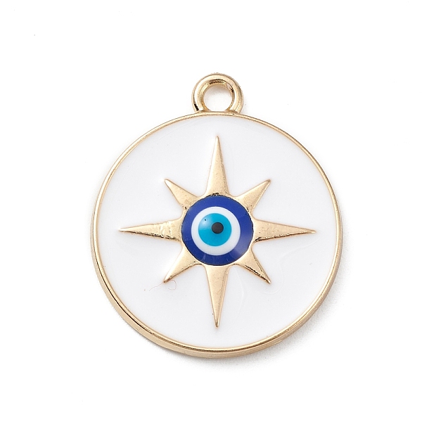 

PandaHall Evil Eye Style Alloy Enamel Pandants, Golden, Flat Round Charm, Sun, 24x21x3mm, Hole: 2mm Alloy+Enamel Sun