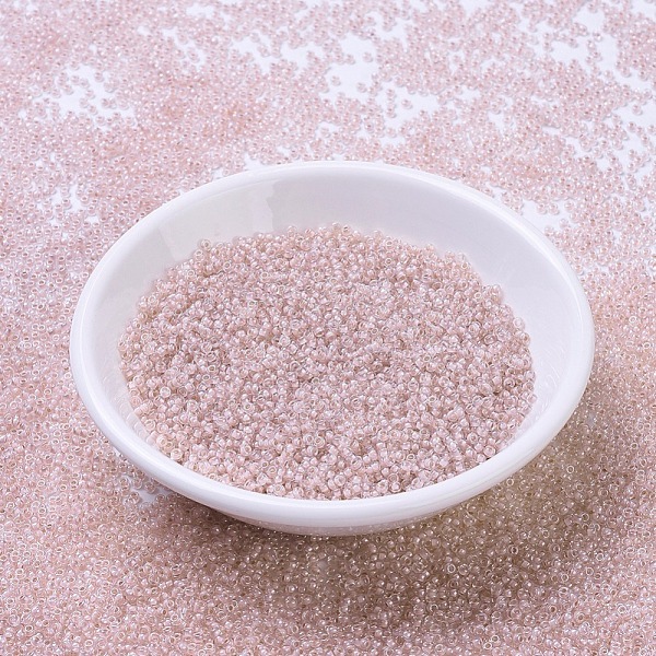 

PandaHall MIYUKI Round Rocailles Beads, Japanese Seed Beads, 11/0, (RR215) Blush Lined Crystal, 11/0, 2x1.3mm, Hole: 0.8mm, about..., Pink