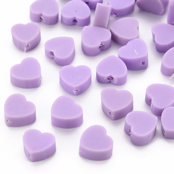 

PandaHall Handmade Polymer Clay Beads, Heart, Medium Purple, 8~9x9~10x3~5mm, Hole: 1.2mm Polymer Clay Heart