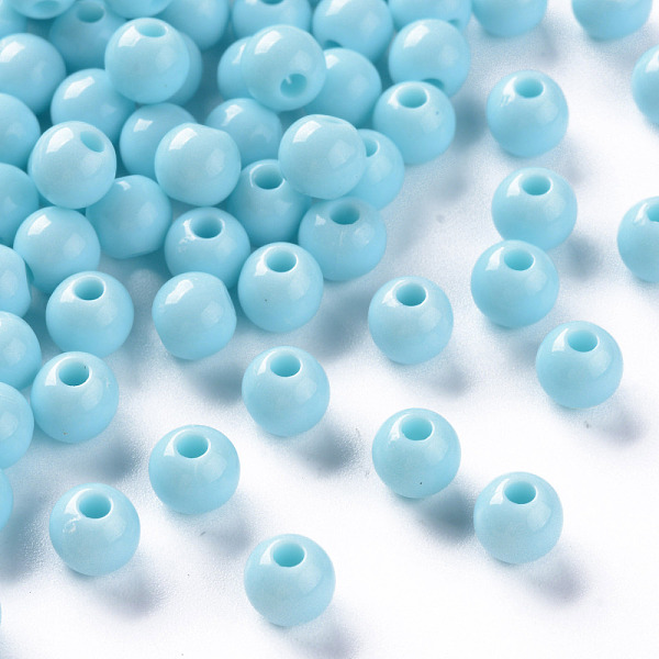 

PandaHall Opaque Acrylic Beads, Round, Sky Blue, 6x5mm, Hole: 1.8mm, about 440pcs/50g Acrylic Round