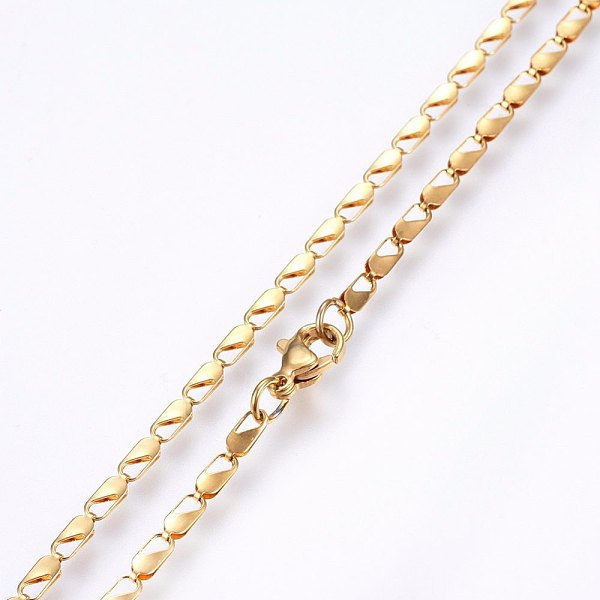

PandaHall 304 Stainless Steel Sheet Chain Necklaces, with Lobster Claw Clasps, Golden, 17.7 inch(45cm), 2.5mm, link: 6x2.5x1.5mm 304...