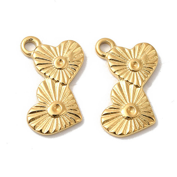 

PandaHall Manual Polishing 304 Stainless Steel Pendant Rhinestone Settings, Double Heart, Real 18K Gold Plated, Fit for 1.5mm Rhinestone...