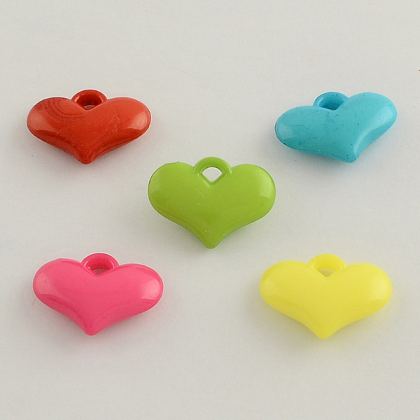 

PandaHall Opaque Acrylic Heart Charms, Mixed Color, 15x20x5mm, Hole: 3mm Acrylic Heart Multicolor