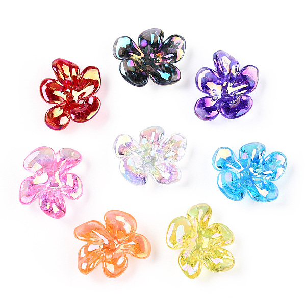 

PandaHall Transparent Acrylic Bead Caps, AB Color Plated, Flower, Mixed Color, 24x21.5x9mm, Hole: 1.5mm Acrylic Flower Multicolor