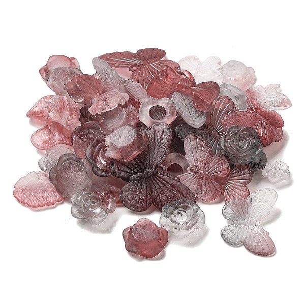 

PandaHall Transparent Acrylic Beads, Frosted, Mixed Shapes, Indian Red, 12~30.5x11.5~39.5x2.5~9mm, Hole: 1.6~2.7mm Acrylic Mixed Shapes