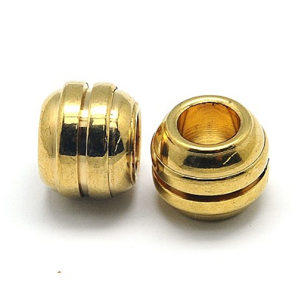 

PandaHall 304 Stainless Steel Beads, Grooved Beads, Ion Plating (IP), Column, Large Hole Beads, Golden, 12x10mm, Hole: 6mm 304 Stainless...