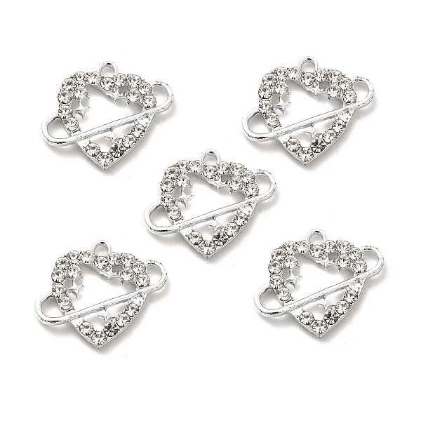 

PandaHall Alloy Rhinestone Pendants, Platinum Tone Hollow Out Heart Charms, Crystal, 19x23x3.3mm, Hole: 2.1mm Alloy+Rhinestone Heart Clear