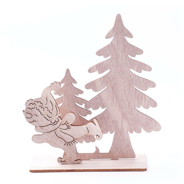 

PandaHall Undyed Platane Wood Home Display Decorations, Christmas Tree with Boy, BurlyWood, 136.5x42.5x149mm, 3pcs/set Wood Tree Orange