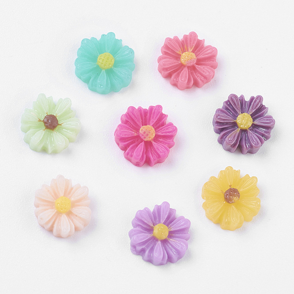 

PandaHall Resin Cabochons, Flower, Mixed Color, 9x8x3mm Resin Flower Multicolor