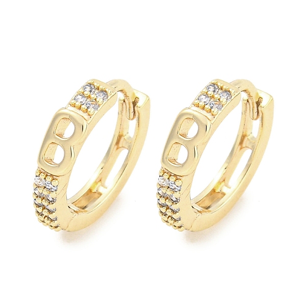 Boucles d'oreilles créoles en laiton micro pavé de zircons cubiques transparents pour femmes