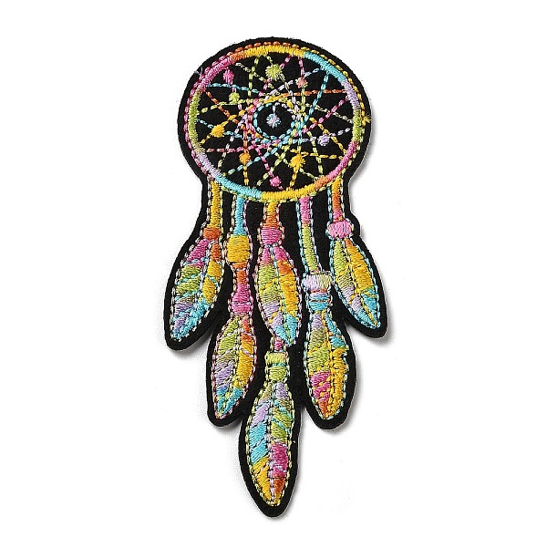 

PandaHall Woven Net/Web with Feather Appliques, Computerized Embroidery Cloth Iron on/Sew on Patches, Costume Accessories, Colorful...