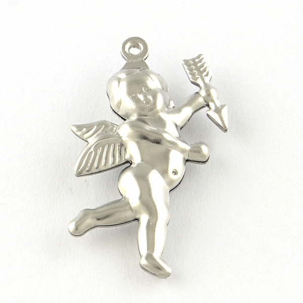 

PandaHall Cupid/Cherub 201 Stainless Steel Pendants, Smooth Surface, Hollow, Stainless Steel Color, 29x27.5x5mm, Hole: 1mm 201 Stainless...