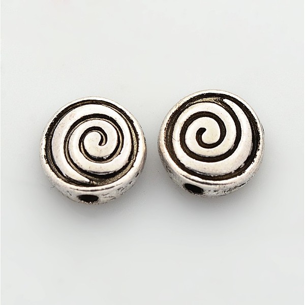 

PandaHall Tibetan Style Alloy Beads, Lead Free and Cadmium Free, Flat Round, Antique Silver, 8x8x4mm, Hole: 1mm Alloy Flat Round