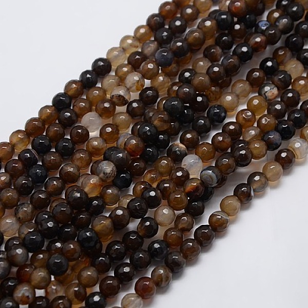 

PandaHall Natural Agate Round Beads Strand, Dyed, Faceted, Coconut Brown, 6mm, Hole: 1mm, about 62pcs/strand, 14.17 inch Natural Agate Round...