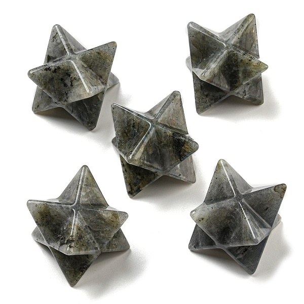 

PandaHall Natural Labradorite Beads, No Hole/Undrilled, Merkaba Star, 25x25x25mm Labradorite Star
