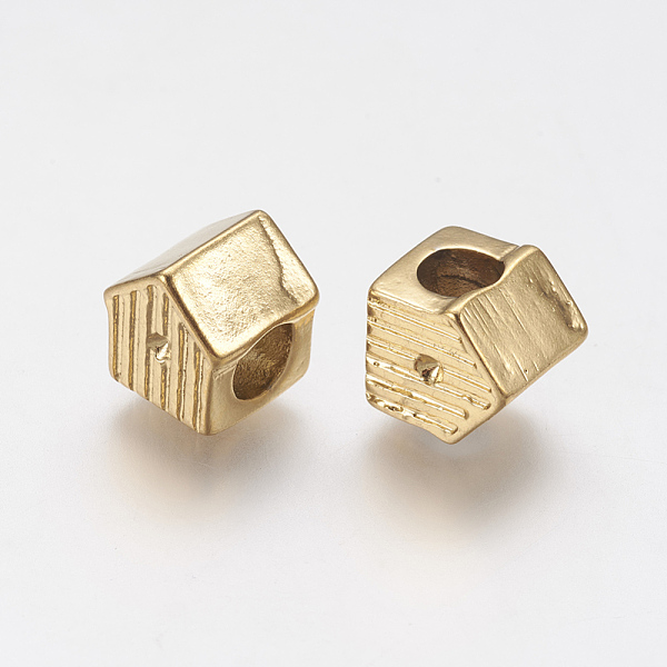 

PandaHall Ion Plating(IP) 304 Stainless Steel European Beads Rhinestone Settings, Large Hole Beads, House, Golden, 10x9.5x9mm, Hole: 5mm...