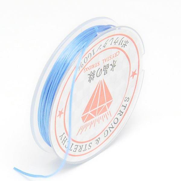 

PandaHall Flat Elastic Crystal String, String Cord Crystal Threads, Sky Blue, 0.8mm, about 10.93 yards(10m)/roll Spandex Flat Blue