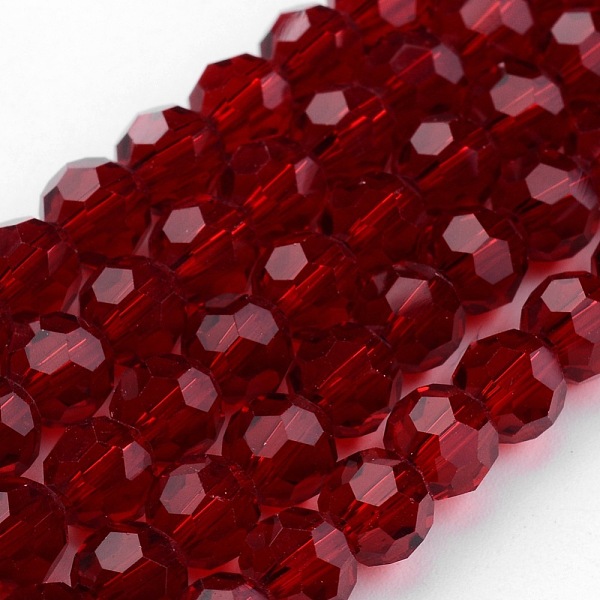 

PandaHall Transparent Glass Bead Strands, Imitate Austrian Crystal, Faceted(32 Facets), Round, Dark Red, 8mm, Hole: 1mm, about...