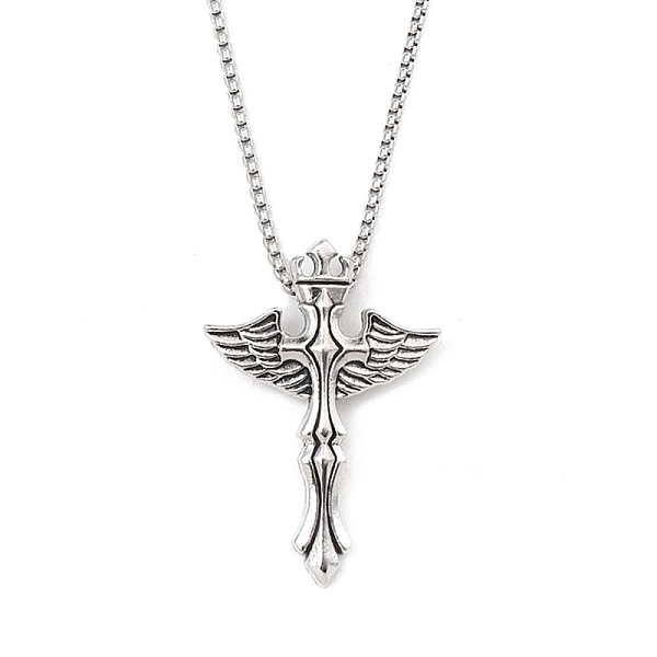 

PandaHall Zinc Alloy Cross Pendant Necklaces, 201 Stainless Steel Chains Necklaces, Stainless Steel Color, 23.62 inch(60cm), Cross: 49x35mm...