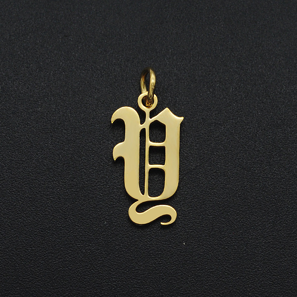 

PandaHall 201 Stainless Steel Pendants, with Jump Ring, Old English, Letter, Laser Cut, Golden, Letter.Y, 17x9x1mm, Hole: 3mm 201 Stainless...