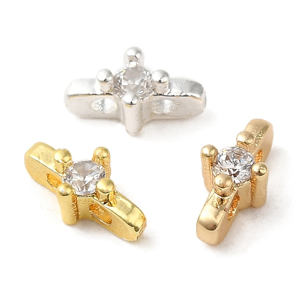 

PandaHall Rack Plating Brass Cubic Zirconia Multi-Strand Links, Long-Lasting Plated, Flower Connector, Mixed Color, 7x3.5x3mm, Hole: 1mm..., Clear