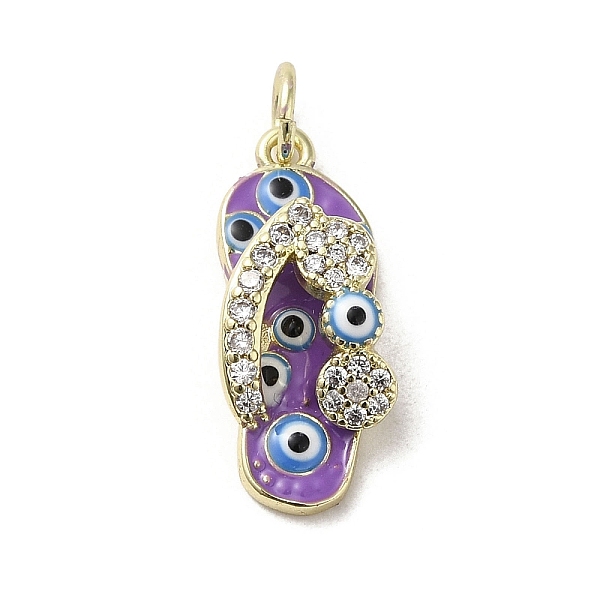 

PandaHall Brass Micro Pave Cubic Zirconia Pendants, with Enamel, with Jump Ring, Real 18K Gold Plated, Slipper with Evil Eye, Medium Purple...
