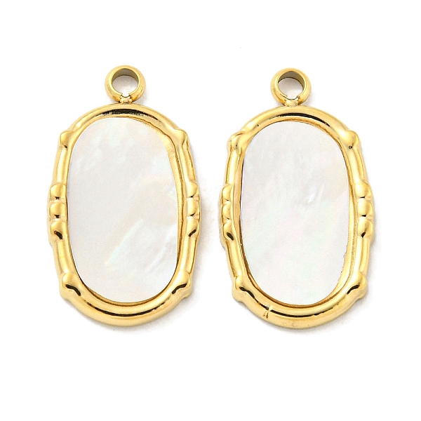 

PandaHall Vacuum Plating 304 Stainless Steel Pendants, with Pave Shell, Oval Charm, Real 18K Gold Plated, 16.5x9x1.5mm, Hole: 1.6mm Shell...