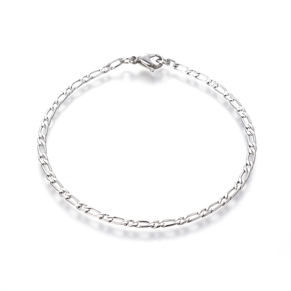 

PandaHall 304 Stainless Steel Figaro Chain Bracelets, with Lobster Claw Clasps, Stainless Steel Color, 8-1/8 inch(20.5cm), 2.5mm 304...