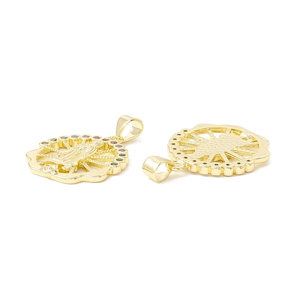 

PandaHall Rack Plating Brass Micro Pave Cubic Zirconia Pendants, Real 18K Gold Plated, Long-Lasting Plated, Flat Round with Virgin Mary...