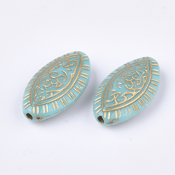 

PandaHall Horse Eye Plating Acrylic Beads, Golden Metal Enlaced, Turquoise, 19x11x5.5mm, Hole: 1.5mm, about 900pcs/500g Acrylic Horse Eye..., Green