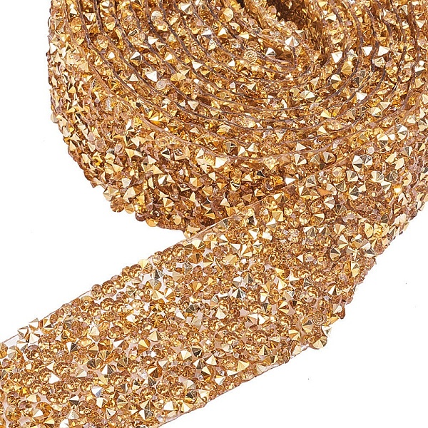 

PandaHall Glitter Resin Hotfix Rhinestone(Hot Melt Adhesive On The Back), Rhinestone Trimming, Costume Accessories, Gold, 3cm, about...
