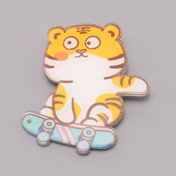

PandaHall Tiger Skateboarding Chinese Zodiac Acrylic Brooch, Lapel Pin for Chinese Tiger New Year Gift, White, Blue, 43x35x7mm Acrylic 12...