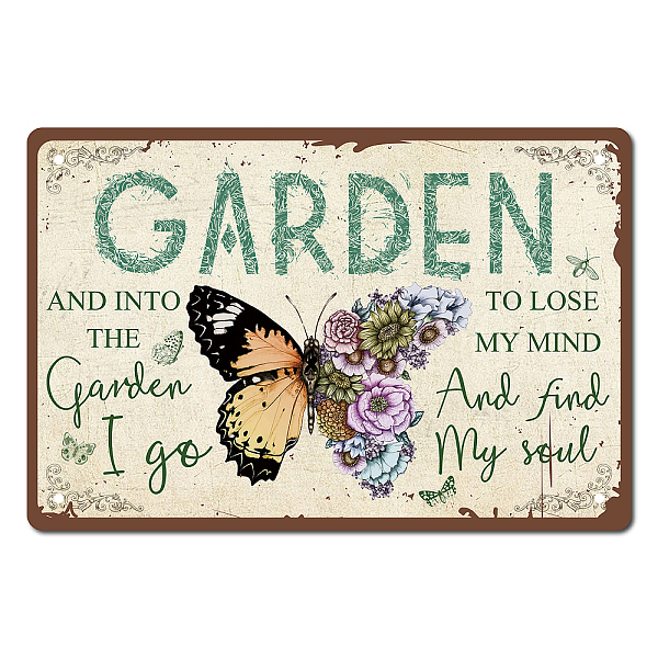 

PandaHall CREATCABIN Butterfly Garden Metal Tin Sign Birthday Gardener Gifts Christmas House Warming Gift Retro Vintage Wall Art Mural...
