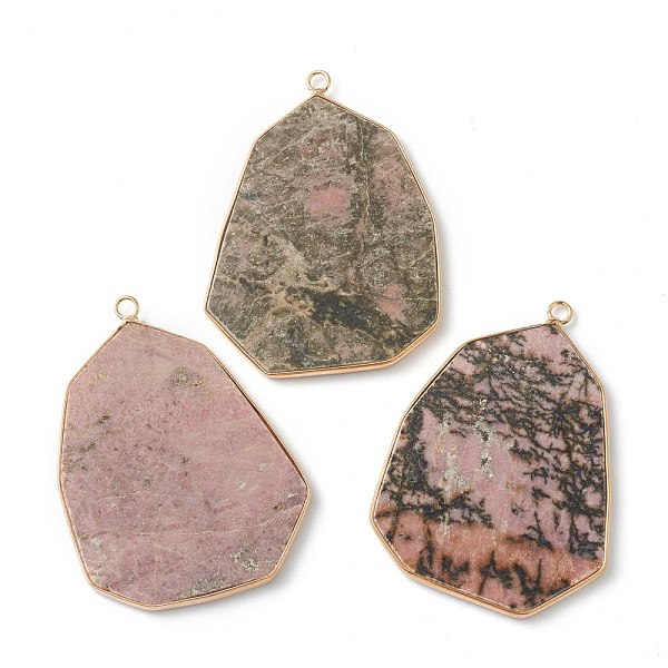 

PandaHall Natural Mixed Gemstone Pendants, with Golden Brass Edge, Irregular Polygon, 43x33x2mm, Hole: 1.6mm Mixed Stone Polygon