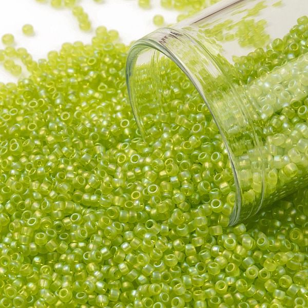 

PandaHall TOHO Round Seed Beads, Japanese Seed Beads, (164F) Transparent AB Frost Lime Green, 15/0, 1.5mm, Hole: 0.7mm, about 15000pcs/50g...