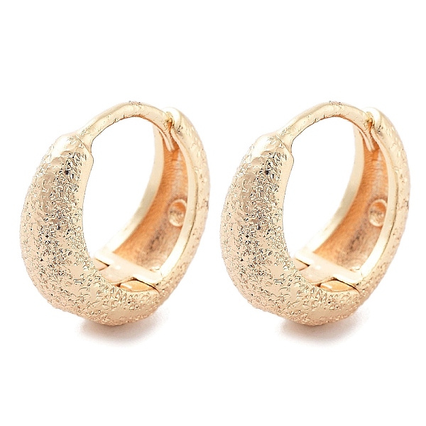 

PandaHall Brass Textured Hoop Earrings, Real 18K Gold Plated, 15x6mm Brass