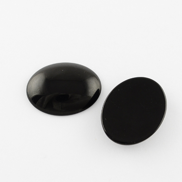 PandaHall Glass Cabochons, Oval, Black, 40x30mm, 8mm(Range: 7~9mm) thick Glass Oval Black