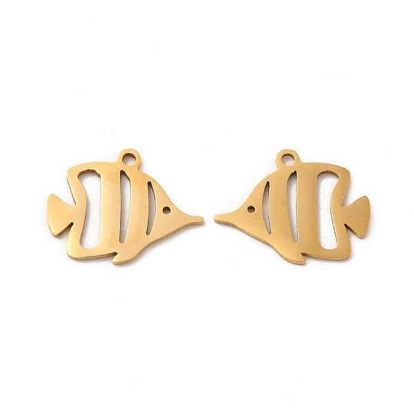 

PandaHall 201 Stainless Steel Pendants, Hollow Fish Charms, Golden, 13.5x17.3x0.9mm, Hole: 1.4mm 201 Stainless Steel Fish